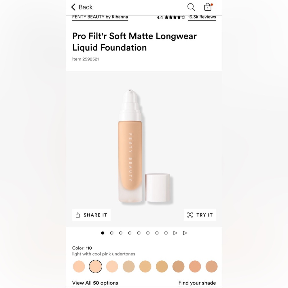 Pro Filt’r Soft Matte Foundation Shade 110